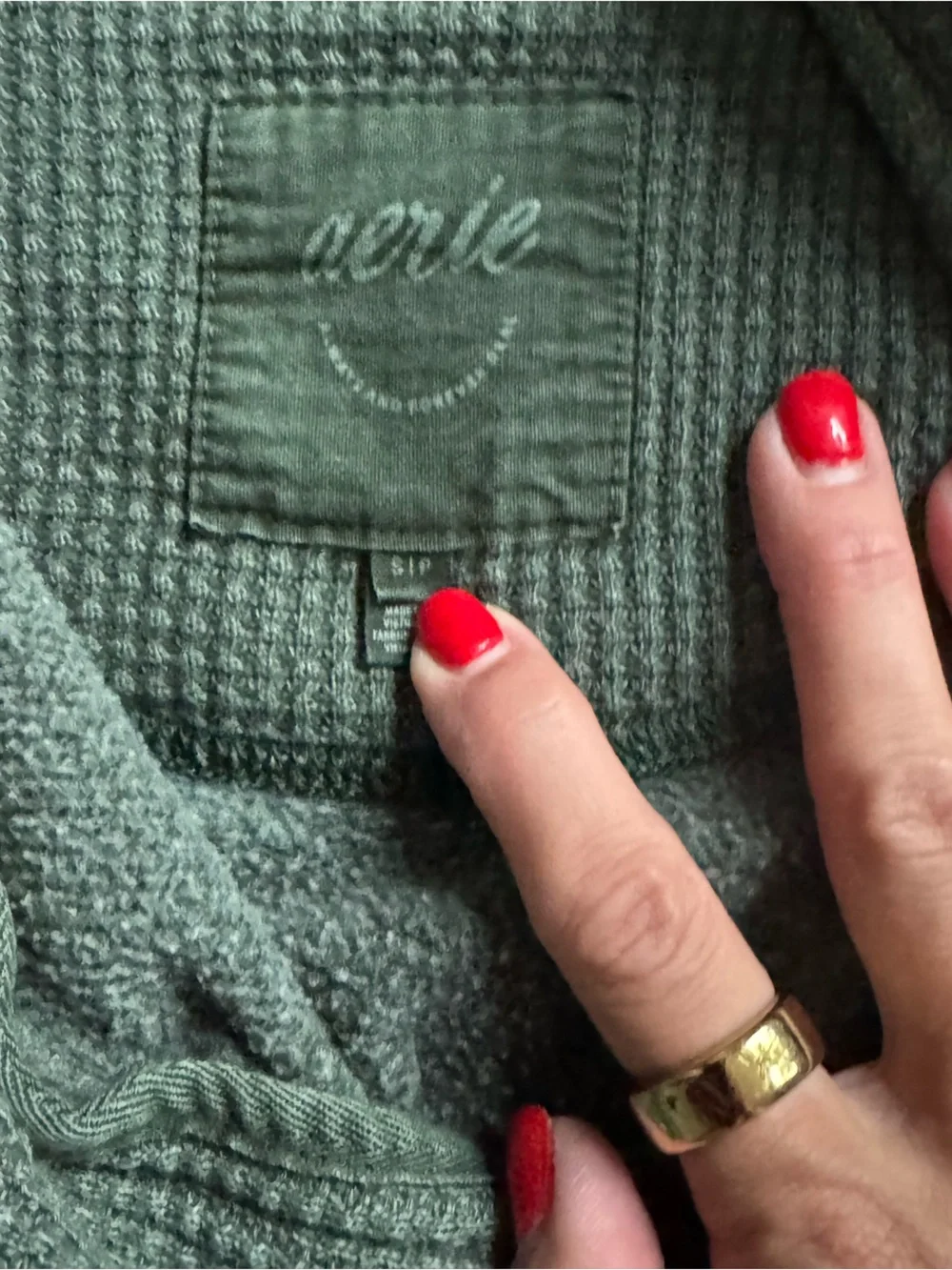 aerie Men's Dark Green Zip-Up Quarter-Snap Sweater